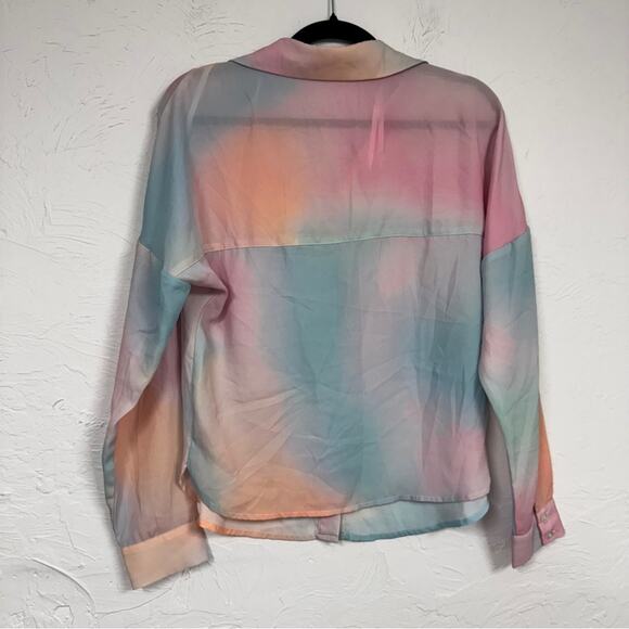 Superdown Revolve Watercolor Pastel Button Down Shirt Womens XS Casual Spring - Picture 7 of 9